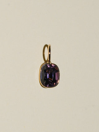 Eggplant Perfection Spinel Cushion Cut Charm in Yellow 14k Gold