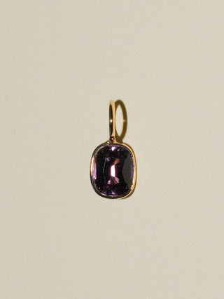 Eggplant Perfection Spinel Cushion Cut Charm in Yellow 14k Gold