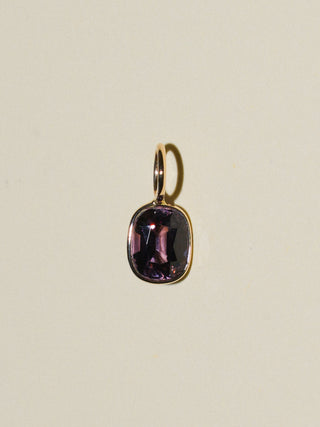 Eggplant Perfection Spinel Cushion Cut Charm in Yellow 14k Gold