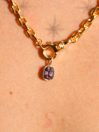 Eggplant Perfection Spinel Cushion Cut Charm in Yellow 14k Gold