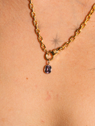 Eggplant Perfection Spinel Cushion Cut Charm in Yellow 14k Gold