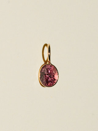 Golden Hour Peach Spinel Oval Cut Charm in Yellow 14k Gold