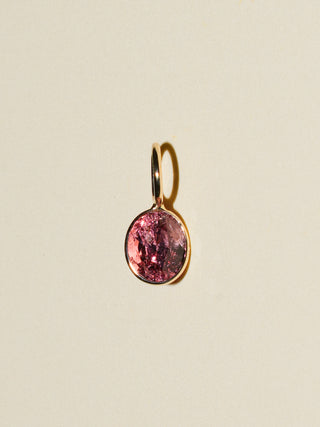 Golden Hour Peach Spinel Oval Cut Charm in Yellow 14k Gold