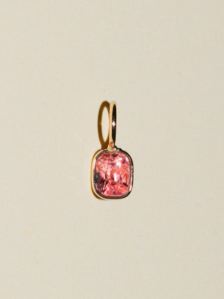 Sex on the Beach Peach Spinel Cushion Cut Charm in Yellow 14k Gold
