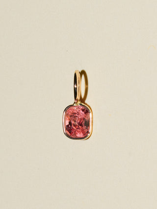 Sex on the Beach Peach Spinel Cushion Cut Charm in Yellow 14k Gold