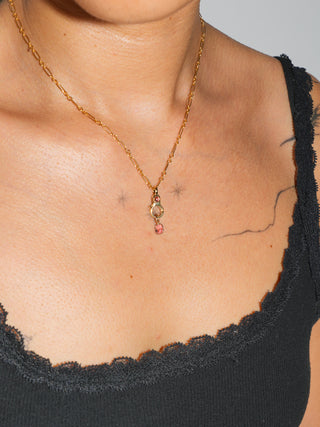 Sex on the Beach Peach Spinel Cushion Cut Charm in Yellow 14k Gold