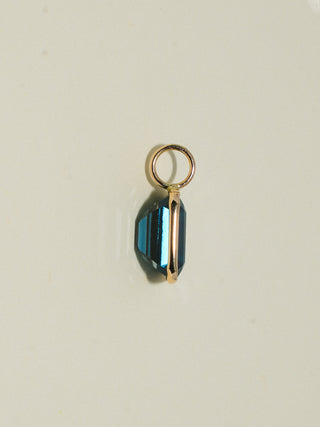 Whale Watching London Blue Topaz Emerald Cut Charm in Yellow 14k Gold