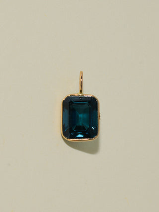 Whale Watching London Blue Topaz Emerald Cut Charm in Yellow 14k Gold