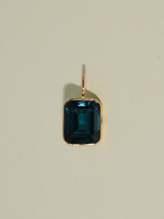 Whale Watching London Blue Topaz Emerald Cut Charm in Yellow 14k Gold