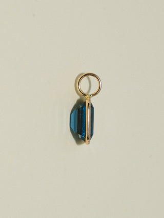 Midnight Oil London Blue Topaz Emerald Cut Charm in Yellow 14k Gold