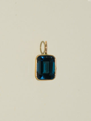 Midnight Oil London Blue Topaz Emerald Cut Charm in Yellow 14k Gold