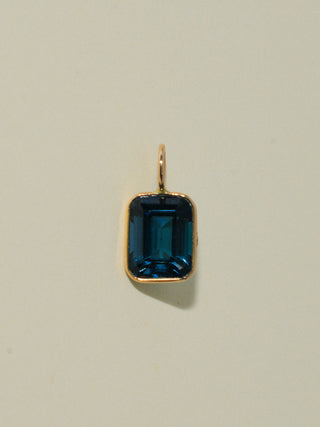 Midnight Oil London Blue Topaz Emerald Cut Charm in Yellow 14k Gold