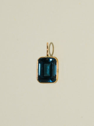 Midnight Oil London Blue Topaz Emerald Cut Charm in Yellow 14k Gold