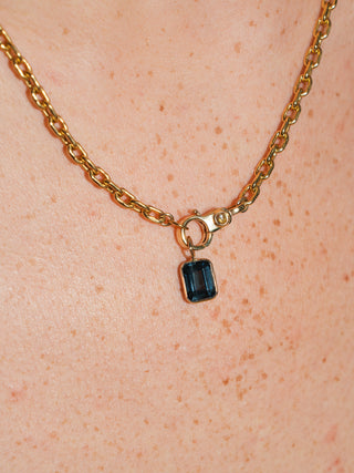 Midnight Oil London Blue Topaz Emerald Cut Charm in Yellow 14k Gold