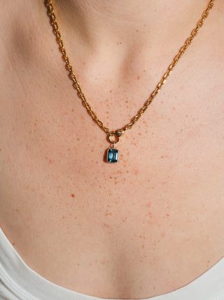 Midnight Oil London Blue Topaz Emerald Cut Charm in Yellow 14k Gold
