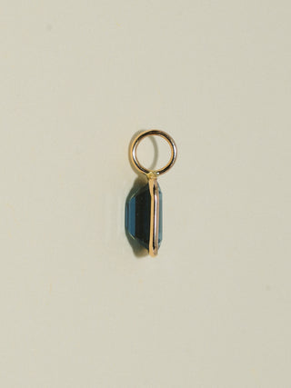 Ocean Lover London Blue Topaz Emerald Cut Charm in Yellow 14k Gold