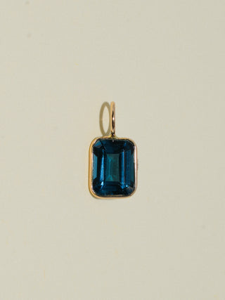 Ocean Lover London Blue Topaz Emerald Cut Charm in Yellow 14k Gold