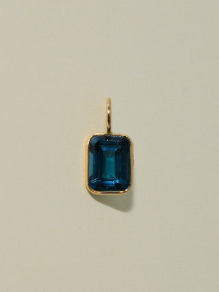 Ocean Lover London Blue Topaz Emerald Cut Charm in Yellow 14k Gold