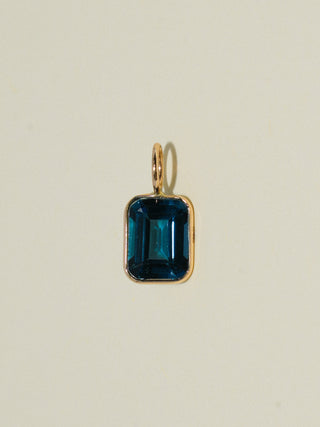 Ocean Lover London Blue Topaz Emerald Cut Charm in Yellow 14k Gold