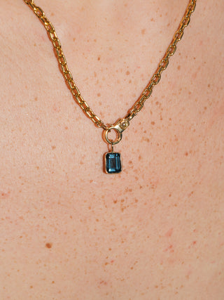 Ocean Lover London Blue Topaz Emerald Cut Charm in Yellow 14k Gold