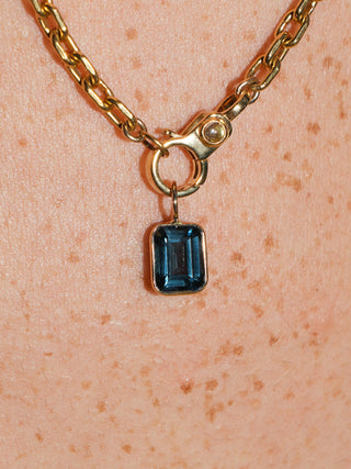 Ocean Lover London Blue Topaz Emerald Cut Charm in Yellow 14k Gold