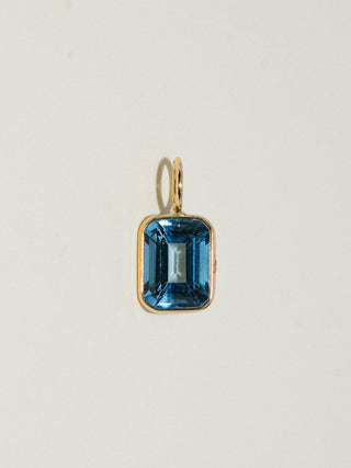 Gimmie London Blue Topaz Emerald Cut Charm in Yellow 14k Gold