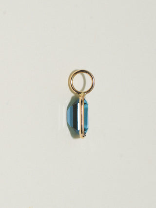 Gimmie London Blue Topaz Emerald Cut Charm in Yellow 14k Gold