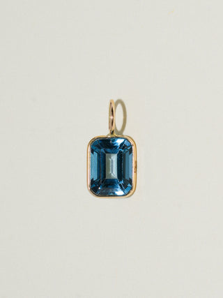 Gimmie London Blue Topaz Emerald Cut Charm in Yellow 14k Gold