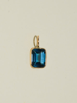 Blueberry Pie London Blue Topaz Emerald Cut Charm in Yellow 14k Gold
