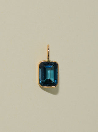 Blueberry Pie London Blue Topaz Emerald Cut Charm in Yellow 14k Gold