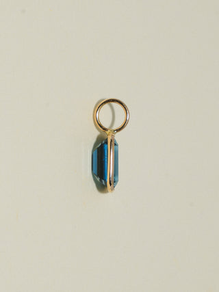 Blueberry Pie London Blue Topaz Emerald Cut Charm in Yellow 14k Gold