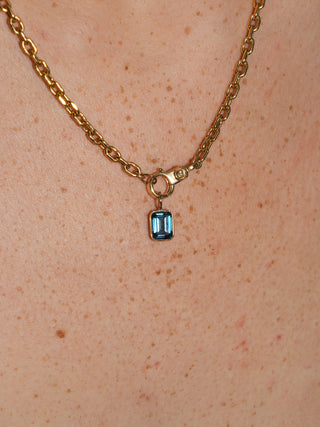 Blueberry Pie London Blue Topaz Emerald Cut Charm in Yellow 14k Gold