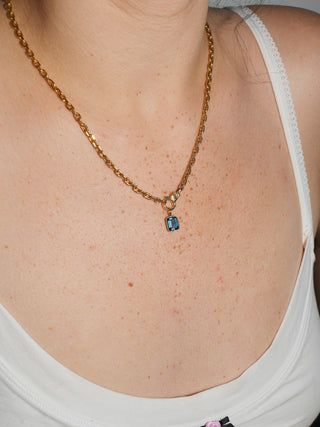 Blueberry Pie London Blue Topaz Emerald Cut Charm in Yellow 14k Gold