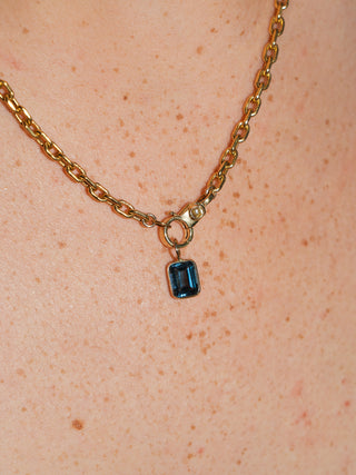 Blueberry Pie London Blue Topaz Emerald Cut Charm in Yellow 14k Gold