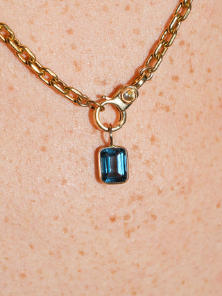 Blueberry Pie London Blue Topaz Emerald Cut Charm in Yellow 14k Gold