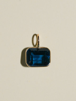 Crushing Waves London Blue Topaz East West Emerald Cut Charm in Yellow 14k Gold