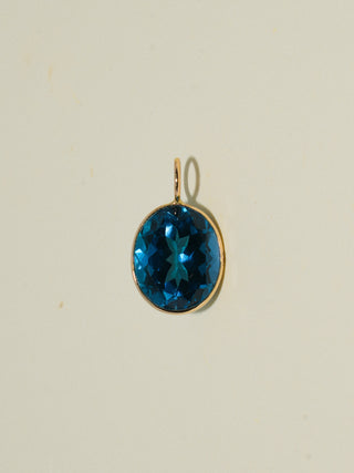 Atlas London Blue Topaz Oval Cut Charm in Yellow 14k Gold