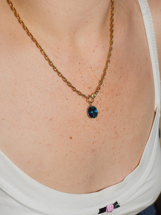 Atlas London Blue Topaz Oval Cut Charm in Yellow 14k Gold