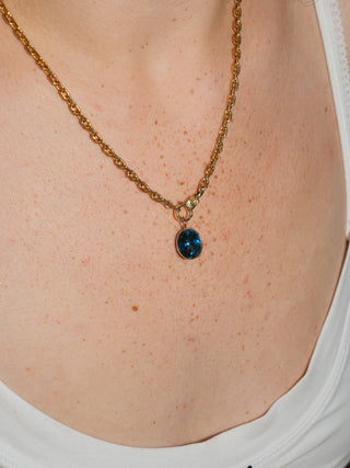 Atlas London Blue Topaz Oval Cut Charm in Yellow 14k Gold