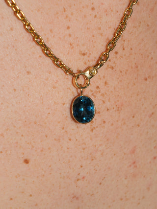 Atlas London Blue Topaz Oval Cut Charm in Yellow 14k Gold