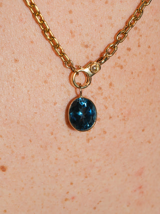 Atlas London Blue Topaz Oval Cut Charm in Yellow 14k Gold