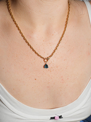 Scuba Dive London Blue Topaz Trillion Cut Charm in Yellow 14k Gold