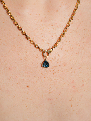 Scuba Dive London Blue Topaz Trillion Cut Charm in Yellow 14k Gold