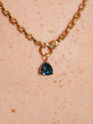 Scuba Dive London Blue Topaz Trillion Cut Charm in Yellow 14k Gold