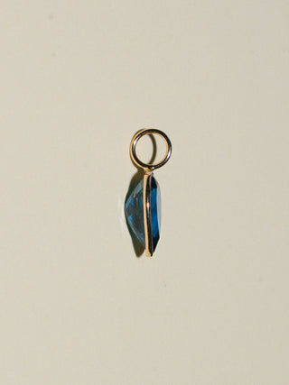 Seabird London Blue Topaz Inverted Pear Cut Charm in Yellow 14k Gold
