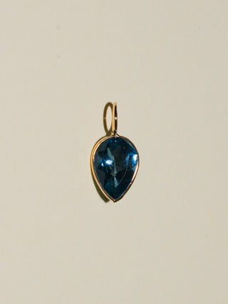 Seabird London Blue Topaz Inverted Pear Cut Charm in Yellow 14k Gold