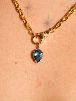 Seabird London Blue Topaz Inverted Pear Cut Charm in Yellow 14k Gold
