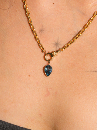 Seabird London Blue Topaz Inverted Pear Cut Charm in Yellow 14k Gold