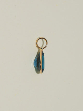 Naughty Nautical London Blue Topaz Teardrop Cut Charm in Yellow 14k Gold