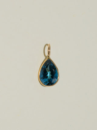 Naughty Nautical London Blue Topaz Teardrop Cut Charm in Yellow 14k Gold